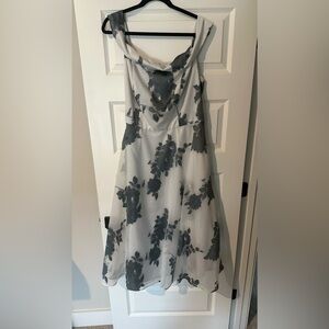 Long Tall Sally Silver A-line Dress with Cowl Neck for Wedding Guest